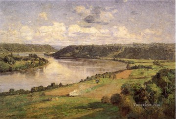  paisajes - El río Ohio desde el campus universitario Honover Paisajes impresionistas de Indiana Paisajes de Theodore Clement Steele